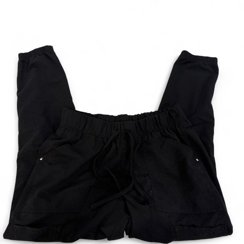 Scrubstar Women Black Jogger Scrub Pants Small Petite Elastic Waist Drawstring